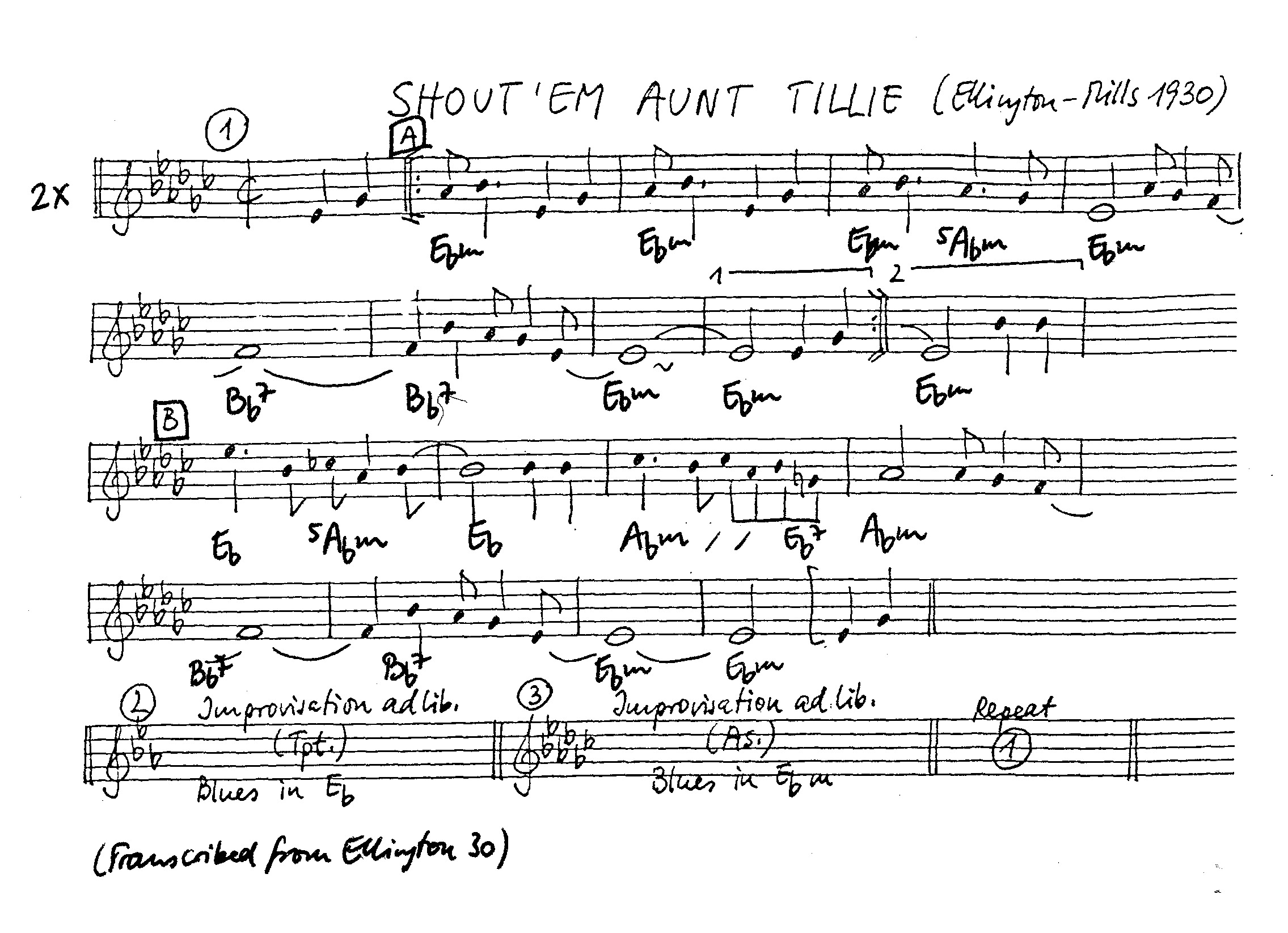 shout em aunt tillie leadsheet – book us for your next 20s or gatsby event